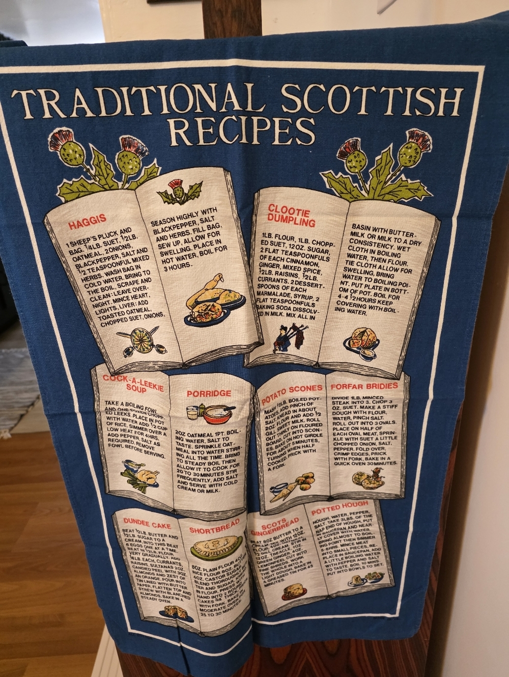 Vintage Tourist Towel/Traditional Scottish Recipes/cotton Linen Tea Towel